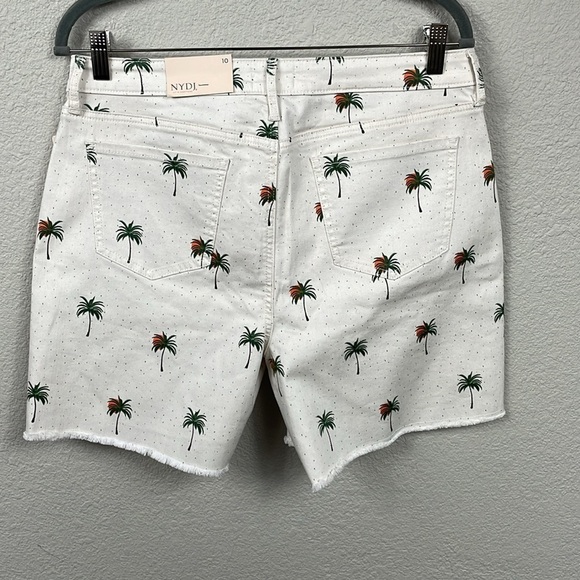 NWT NYDJ Cirque Des Palm Tree High Rise A Line Short Fray Hem Tropical Sz 10 - Picture 5 of 14